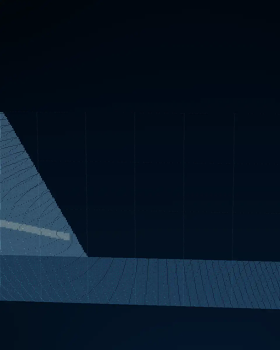 Recorded plane-strain MPM particle replay of the +3 °C demonstration, showing the mobilised mass moving from the scarp toward the toe